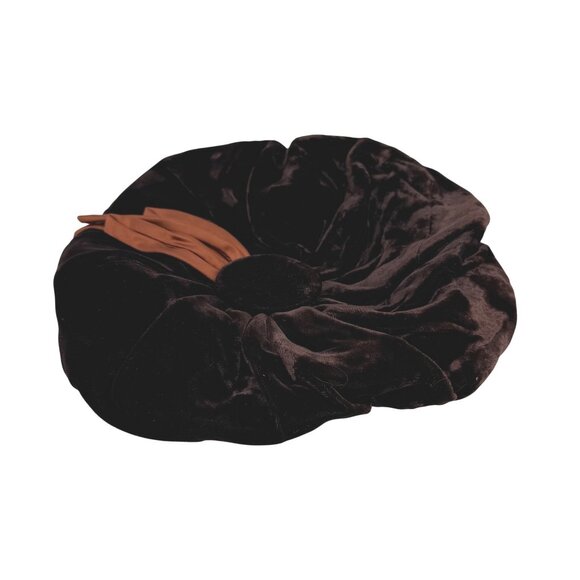 Vintage 1950\'s Women\'s Brown Velvet Hat Beret with Ribbon Tassel